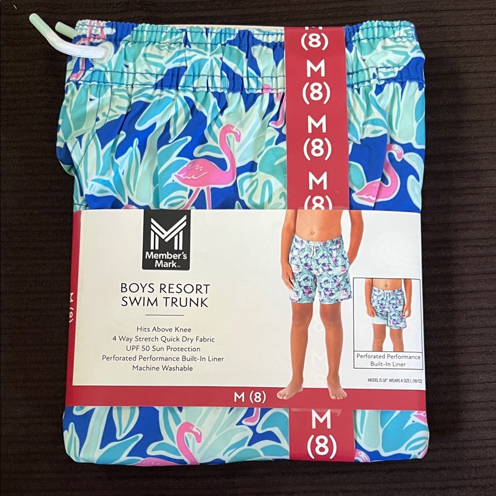 Member's Mark Boys Resort Swim Trunk - Blue and Pink